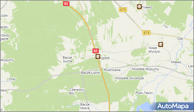 mapa Wygoda gmina Łomża, Wygoda gmina Łomża na mapie Targeo