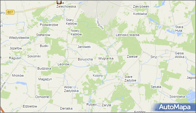 mapa Wygranka gmina Kłoczew, Wygranka gmina Kłoczew na mapie Targeo