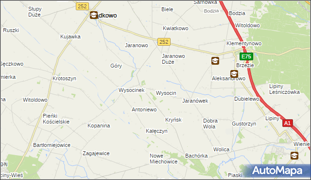 mapa Wysocin gmina Bądkowo, Wysocin gmina Bądkowo na mapie Targeo