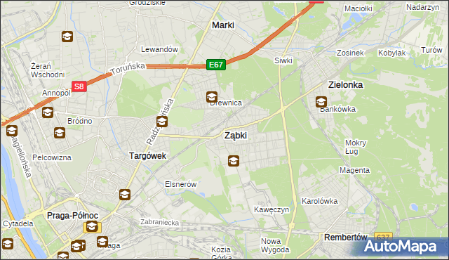 mapa Ząbki powiat wołomiński, Ząbki powiat wołomiński na mapie Targeo