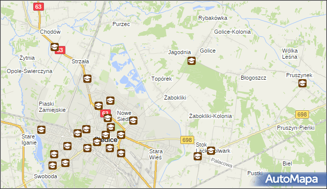 mapa Żabokliki gmina Siedlce, Żabokliki gmina Siedlce na mapie Targeo