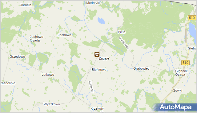 mapa Zagaje gmina Lelkowo, Zagaje gmina Lelkowo na mapie Targeo