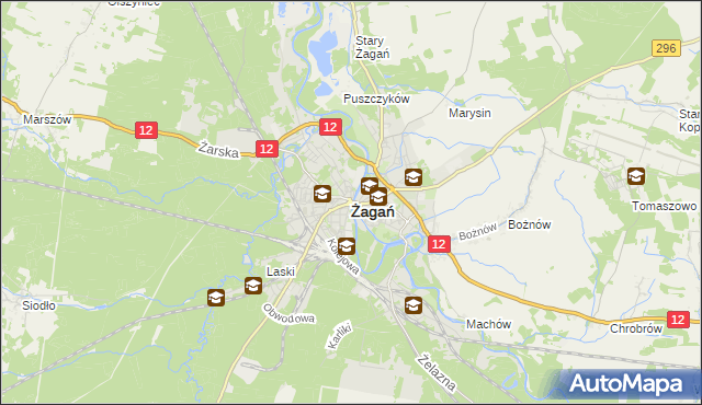 mapa Żagań, Żagań na mapie Targeo