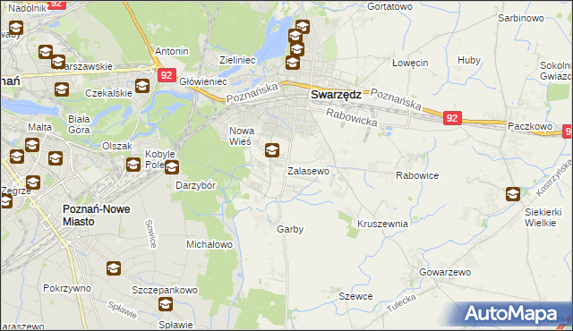 mapa Zalasewo, Zalasewo na mapie Targeo