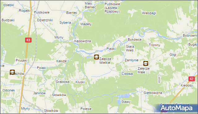 mapa Załęcze Wielkie, Załęcze Wielkie na mapie Targeo