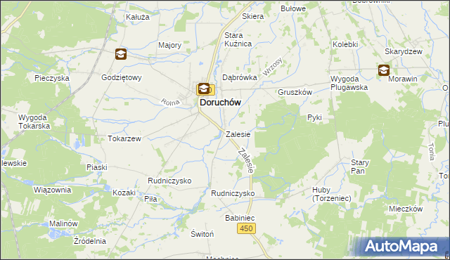 mapa Zalesie gmina Doruchów, Zalesie gmina Doruchów na mapie Targeo