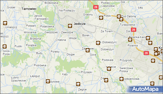 mapa Żarnowiec gmina Jedlicze, Żarnowiec gmina Jedlicze na mapie Targeo
