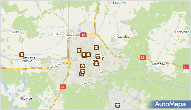 mapa Żary, Żary na mapie Targeo