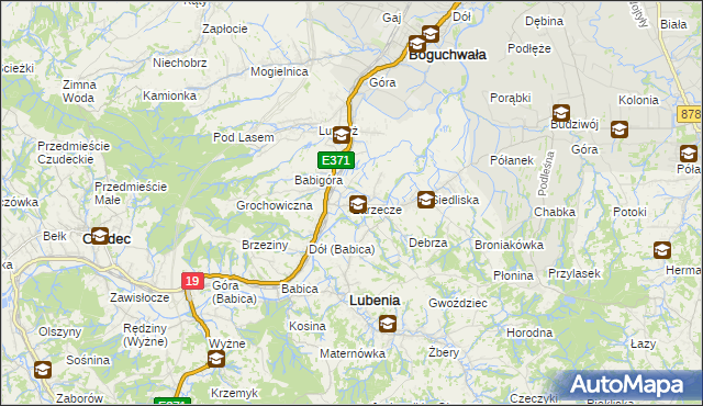 mapa Zarzecze gmina Boguchwała, Zarzecze gmina Boguchwała na mapie Targeo