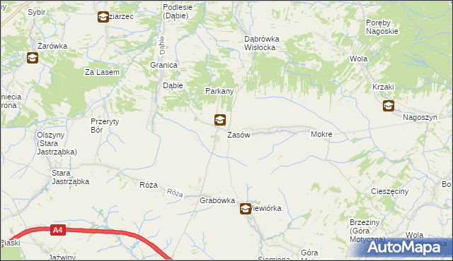 mapa Zasów, Zasów na mapie Targeo