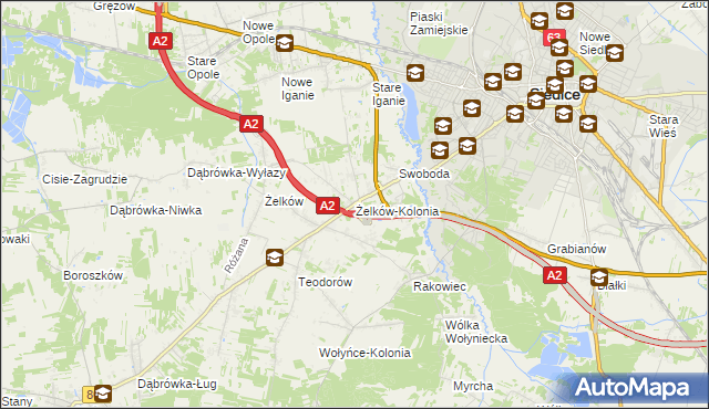 mapa Żelków-Kolonia, Żelków-Kolonia na mapie Targeo