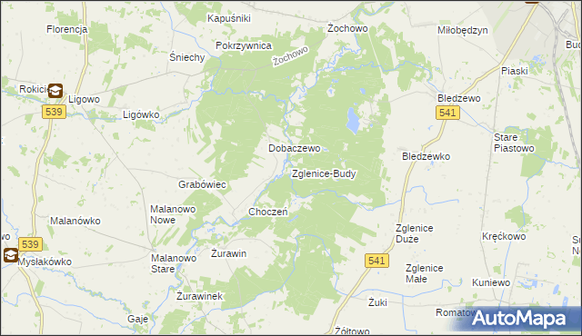 mapa Zglenice-Budy, Zglenice-Budy na mapie Targeo