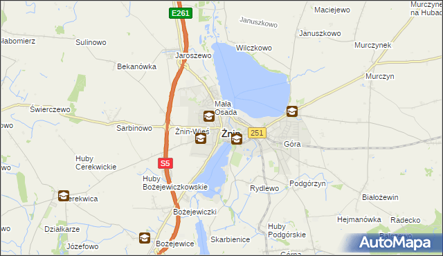 mapa Żnin, Żnin na mapie Targeo