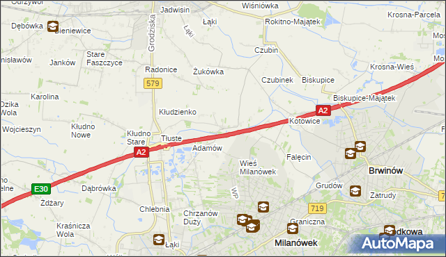 mapa Żuków gmina Grodzisk Mazowiecki, Żuków gmina Grodzisk Mazowiecki na mapie Targeo