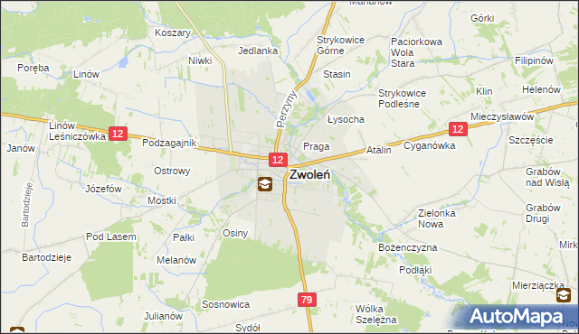 mapa Zwoleń, Zwoleń na mapie Targeo