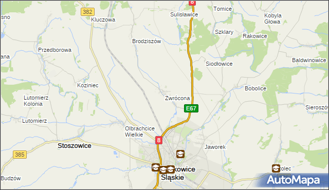 mapa Zwrócona, Zwrócona na mapie Targeo