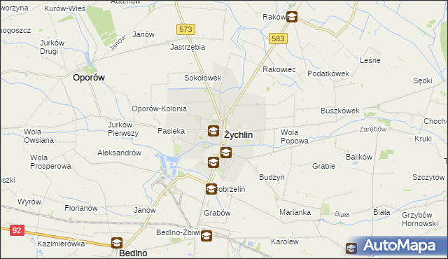 mapa Żychlin powiat kutnowski, Żychlin powiat kutnowski na mapie Targeo