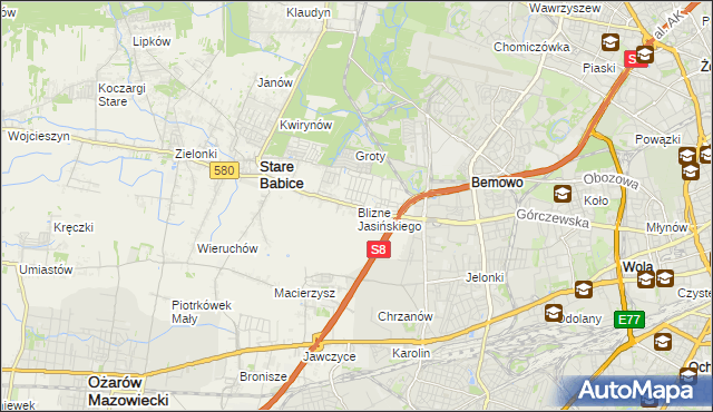 mapa Blizne Jasińskiego, Blizne Jasińskiego na mapie Targeo