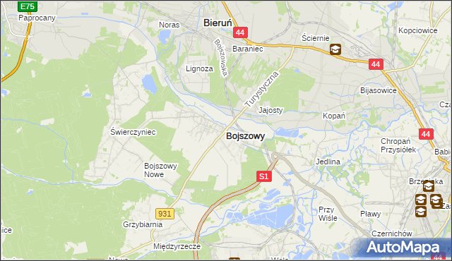 mapa Bojszowy, Bojszowy na mapie Targeo