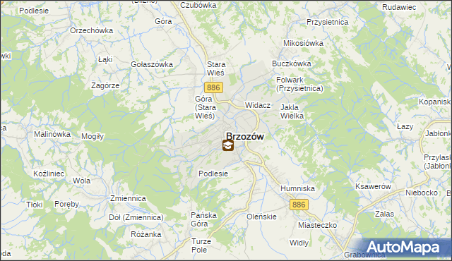 mapa Brzozów, Brzozów na mapie Targeo