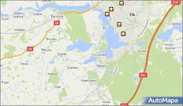 mapa Chruściele gmina Ełk, Chruściele gmina Ełk na mapie Targeo