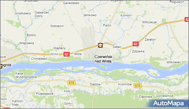 mapa Czerwińsk nad Wisłą, Czerwińsk nad Wisłą na mapie Targeo