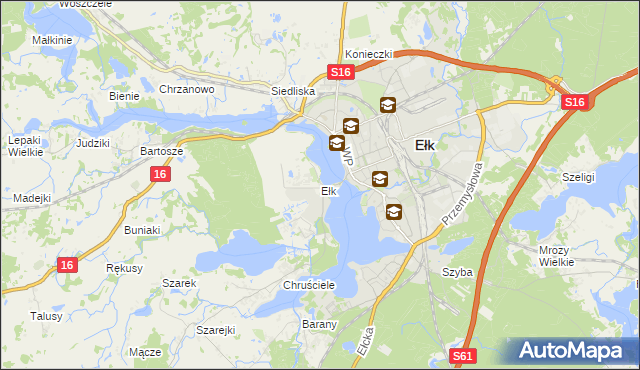 mapa Ełk powiat ełcki, Ełk powiat ełcki na mapie Targeo