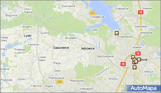 mapa Jejkowice, Jejkowice na mapie Targeo