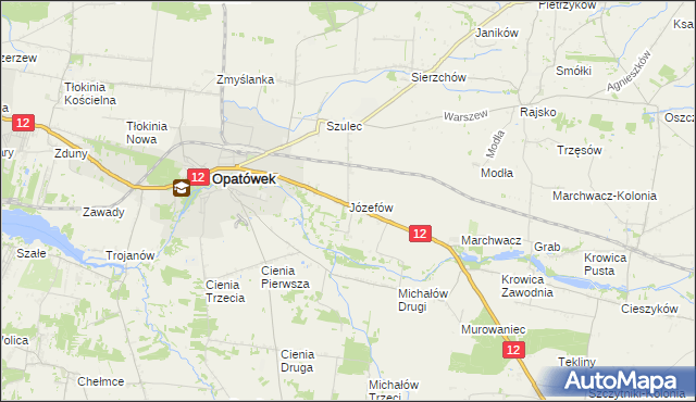 mapa Józefów gmina Opatówek, Józefów gmina Opatówek na mapie Targeo