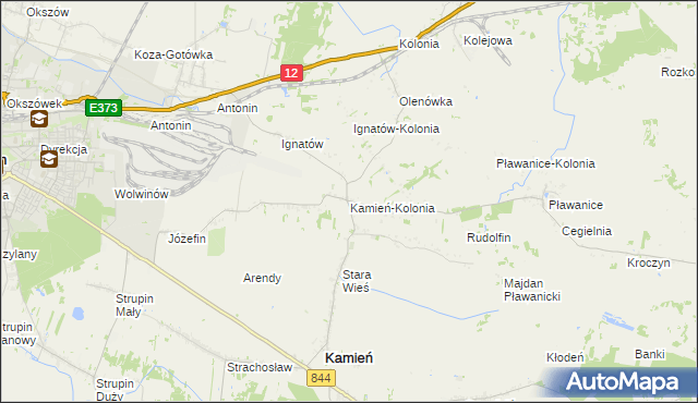 mapa Kamień-Kolonia gmina Kamień, Kamień-Kolonia gmina Kamień na mapie Targeo