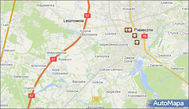 mapa Kamionka gmina Piaseczno, Kamionka gmina Piaseczno na mapie Targeo