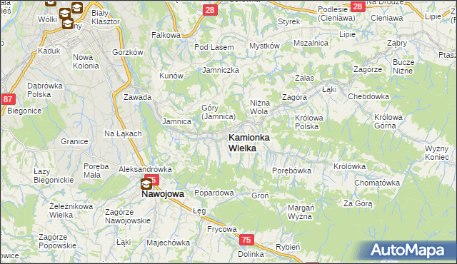 mapa Kamionka Wielka, Kamionka Wielka na mapie Targeo