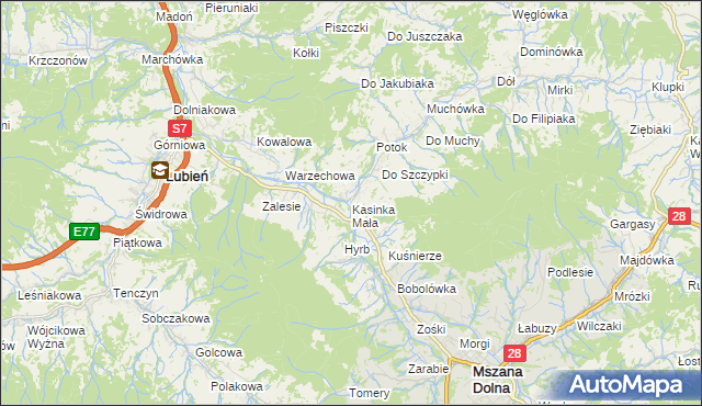 mapa Kasinka Mała, Kasinka Mała na mapie Targeo