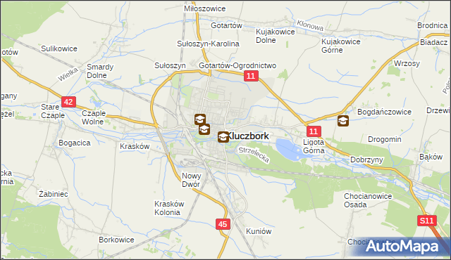 mapa Kluczbork, Kluczbork na mapie Targeo