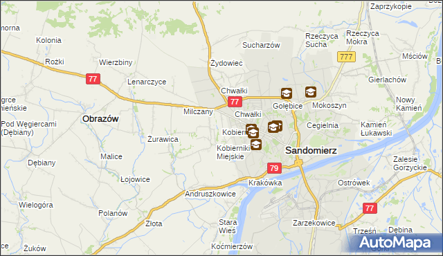 mapa Kobierniki gmina Samborzec, Kobierniki gmina Samborzec na mapie Targeo