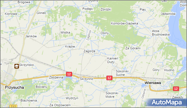 mapa Komorów gmina Wieniawa, Komorów gmina Wieniawa na mapie Targeo
