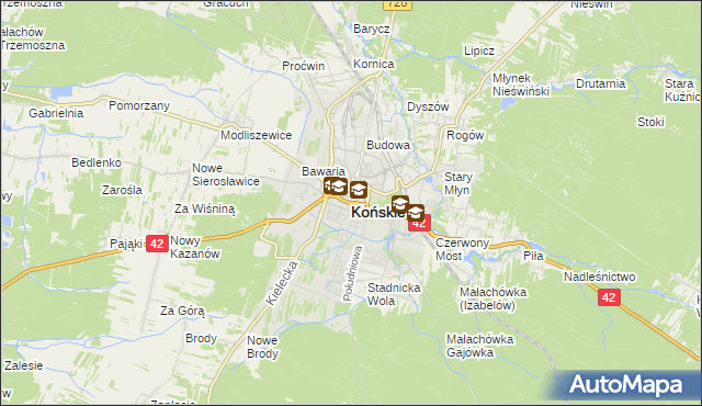 mapa Końskie, Końskie na mapie Targeo