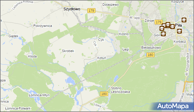 mapa Kotuń gmina Szydłowo, Kotuń gmina Szydłowo na mapie Targeo