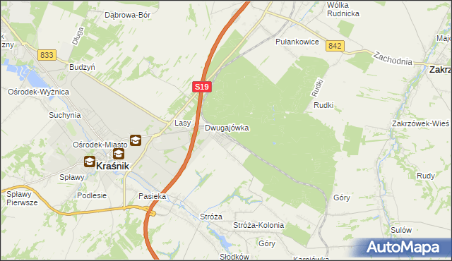 mapa Kraśnik powiat kraśnicki, Kraśnik powiat kraśnicki na mapie Targeo