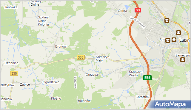 mapa Krzeczyn Mały, Krzeczyn Mały na mapie Targeo