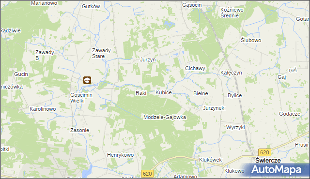 mapa Kubice gmina Nowe Miasto, Kubice gmina Nowe Miasto na mapie Targeo