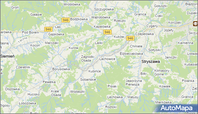 mapa Lachowice, Lachowice na mapie Targeo