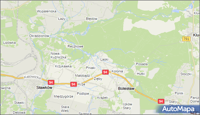 mapa Laski gmina Bolesław, Laski gmina Bolesław na mapie Targeo