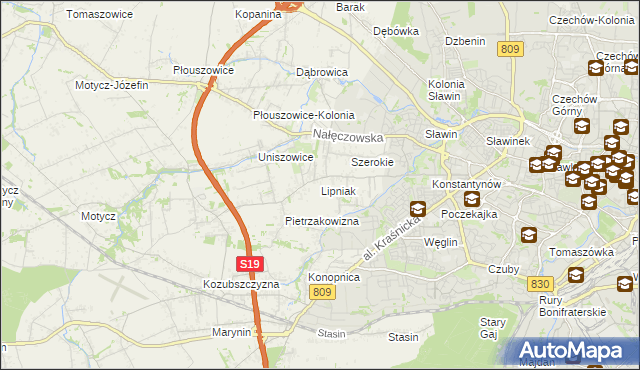 mapa Lipniak gmina Konopnica, Lipniak gmina Konopnica na mapie Targeo