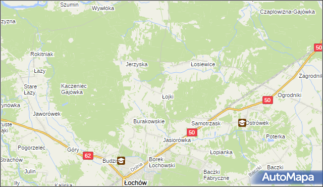 mapa Łojki gmina Łochów, Łojki gmina Łochów na mapie Targeo