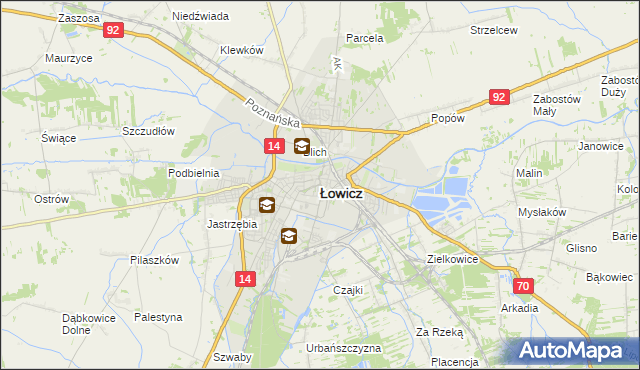 mapa Łowicza, Łowicz na mapie Targeo