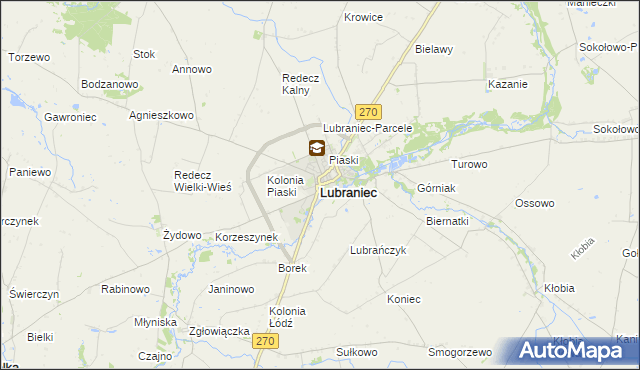 mapa Lubraniec, Lubraniec na mapie Targeo