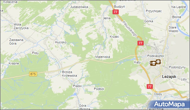 mapa Maleniska gmina Leżajsk, Maleniska gmina Leżajsk na mapie Targeo