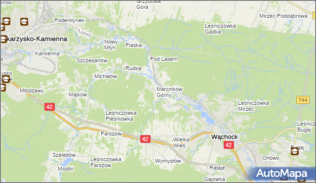 mapa Marcinków gmina Wąchock, Marcinków gmina Wąchock na mapie Targeo