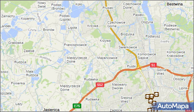 mapa Mazańcowice, Mazańcowice na mapie Targeo